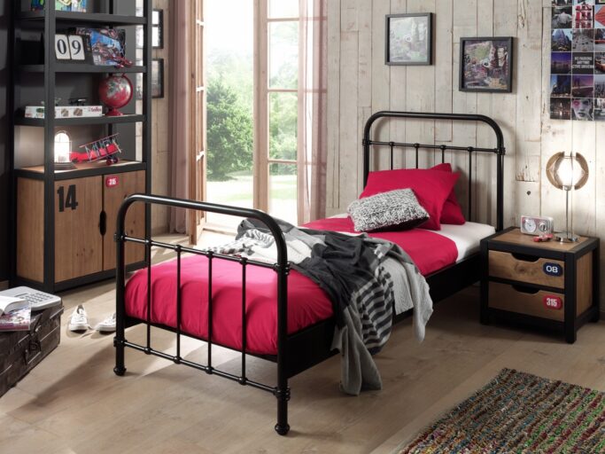 BED METAAL 090 X 200 ZWART NEW YORK