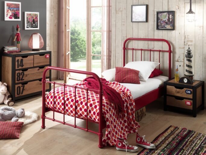 BED METAAL 090 X 200 ROOD NEW YORK