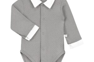 Romper Grijs Met Kraag Lange Mouw 1M Mats & Merthe