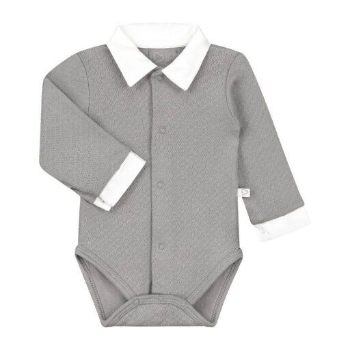 Romper Grijs Met Kraag Lange Mouw 1M Mats & Merthe
