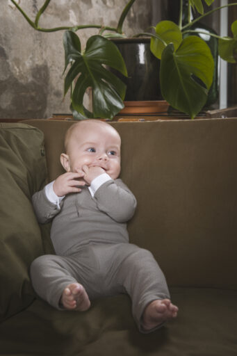 Romper Grijs Met Kraag Lange Mouw 1M Mats & Merthe