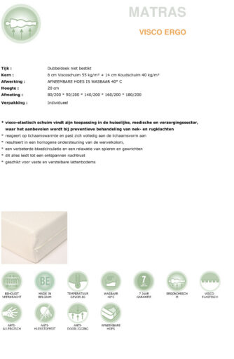 MATRAS 140 X 200 VISCO/HR ANTI-HUISMIJT ANTI-HUISMIJT