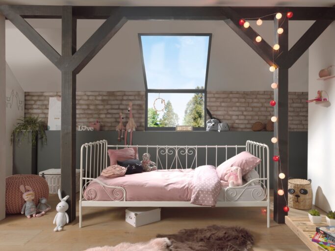 KAJUITBED METAAL 090 X 200 WIT ALICE VIPACK