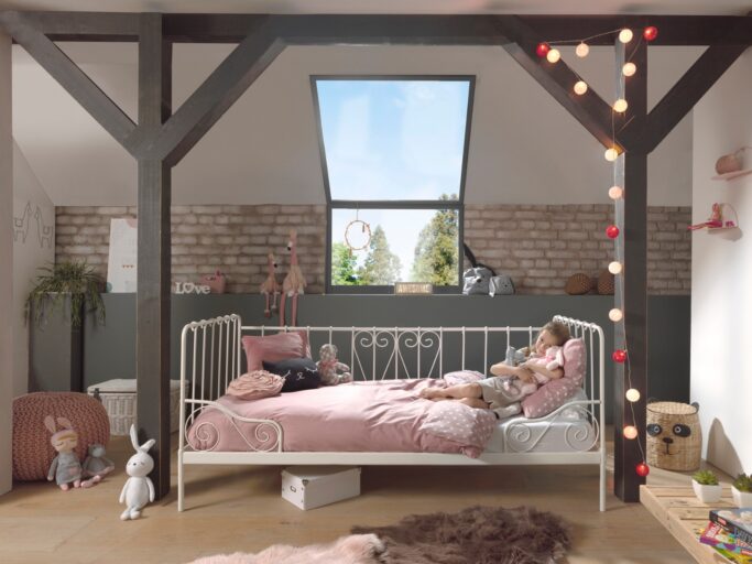 KAJUITBED METAAL 090 X 200 WIT ALICE VIPACK