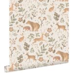 Behang Bosdieren Gebroken Wit en Beige Estahome