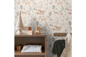 Behang Bosdieren Gebroken Wit en Beige Estahome