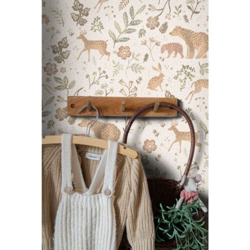 Behang Bosdieren Gebroken Wit en Beige Estahome