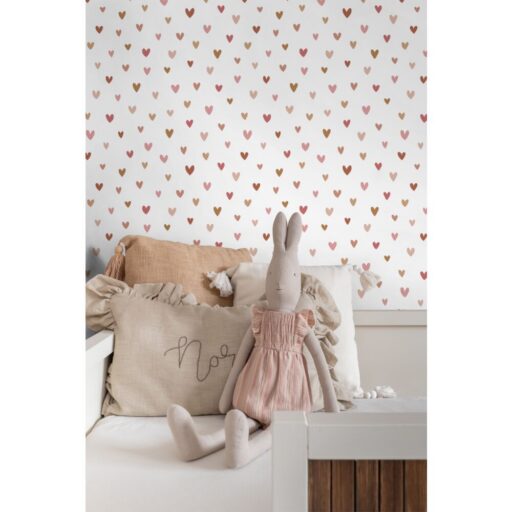 Behang Hartjes Terracotta En Roze Estahome