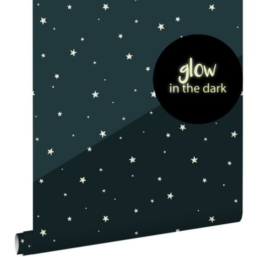 Behang Lichtgevende Sterretjes Donkerblauw Estahome