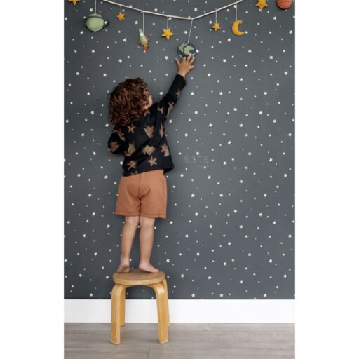 Behang Lichtgevende Sterretjes Donkerblauw Estahome