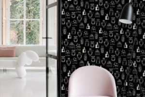 Behangpapier Parfumflesjes Zwart en Wit Estahome