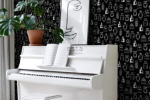 Behangpapier Parfumflesjes Zwart en Wit Estahome