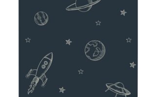 Behangpapier Planeten In De Ruimte Donkerblauw Estahome