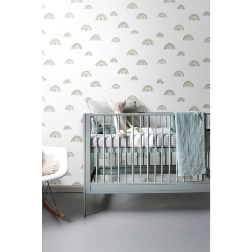 Behang Regenboogjes Mintgroen en Blauw Estahome