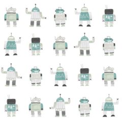 Behangpapier Robots Mintgroen en Blauw Estahome