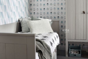 Behangpapier Robots Mintgroen en Blauw Estahome