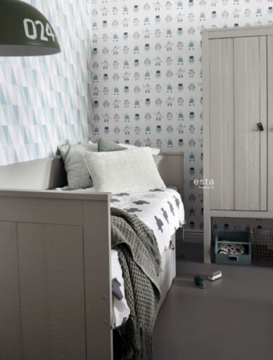 Behangpapier Robots Mintgroen en Blauw Estahome