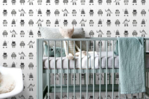 Behangpapier Robots Zwart en Wit Estahome