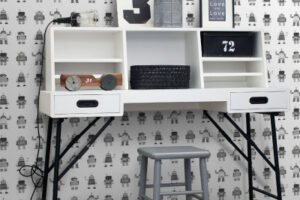Behangpapier Robots Zwart en Wit Estahome