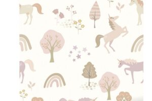 Behang Unicorns Beige en Zacht Roze Estahome