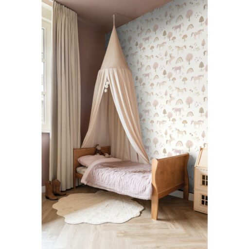 Behang Unicorns Beige en Zacht Roze Estahome