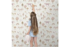 Behang Unicorns Beige en Zacht Roze Estahome