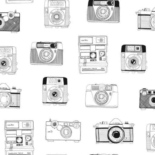 Behangpapier Camera’s Zwart en Wit Estahome
