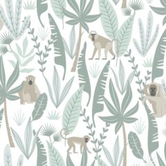 Behangpapier Jungle Apen Muntgroen Estahome