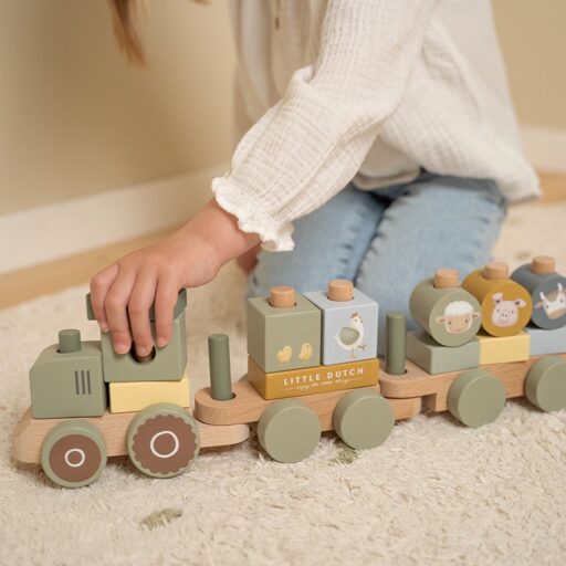 Blokkentrein Tractor Little Farm Little Dutch