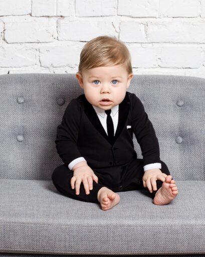 Kruippakje Casual Suit Zwart Das 9-12M