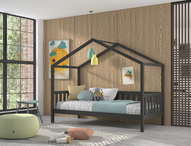 BED DALLAS BREED DAK SPIJLEN ANTRACIET 90 X 200 VIPACK
