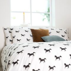 Snurk Dekbedovertrek Black Horses 140 x 200 Flanel