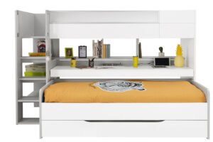 BED 090 X 200 OP WIELEN VOOR HOOGSLAPER DIMIX WIT GAUTIER
