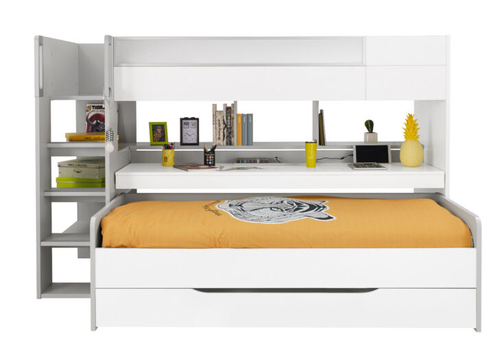 BED 090 X 200 OP WIELEN VOOR HOOGSLAPER DIMIX WIT GAUTIER