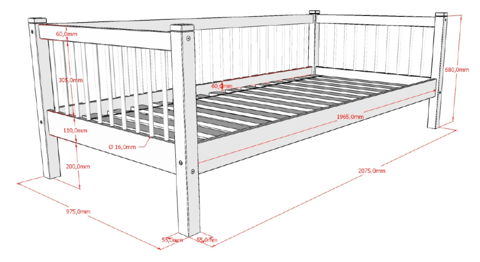 BEDBANK 090 X 200 FORREST WIT VIPACK