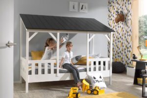 HOUSEBED MET ZWART GESLOTEN DAK 90 X 200 CM