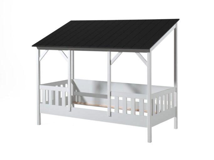 HOUSEBED MET ZWART GESLOTEN DAK 90 X 200 CM