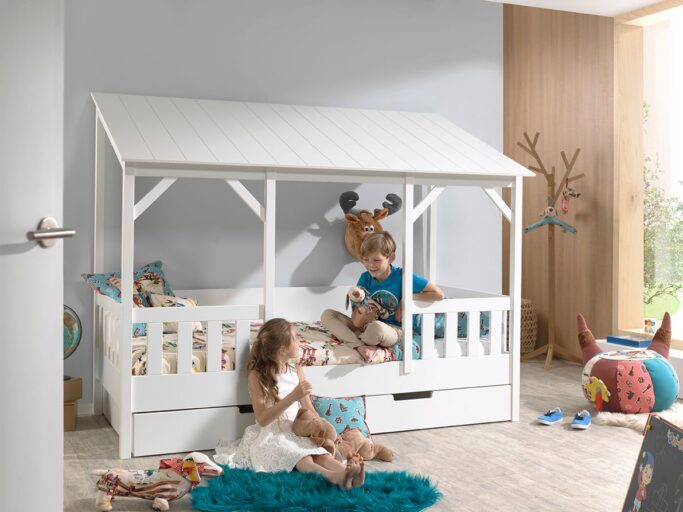 HOUSEBED MET WIT GESLOTEN DAK 90 X 200 CM