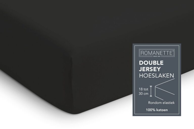 Hoeslaken Zwart 120 x 200 Romanette