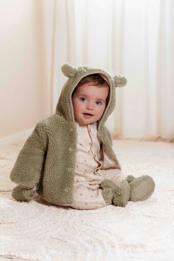 Wanten Teddy Soft Green Maat 0-3M Little Dutch