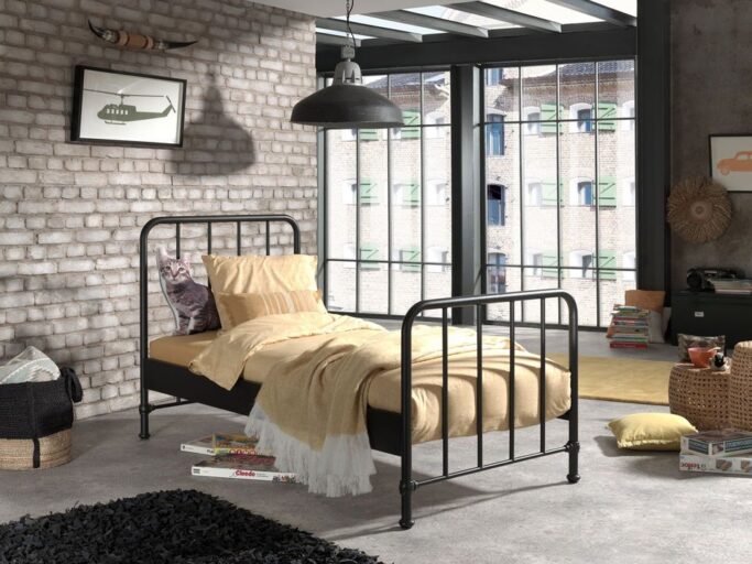 BED 90 X 200 BRONXX MATT BLACK VIPACK