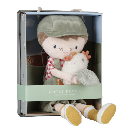 Knuffelpop Boer Jim Met Kip 35 Cm Little Dutch