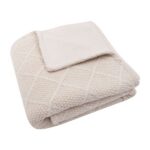 Ledikantdeken Check Knit Oatmeal Teddy Fleece Jollein