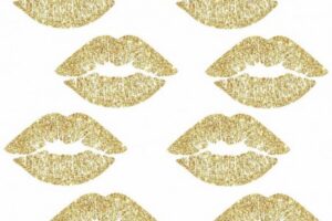 Muursticker Lips Gold And Glitter Roommates