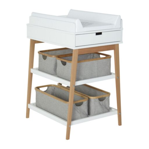 LUIERTAFEL HIP + LADE – WHITE/NATUREL QUAX