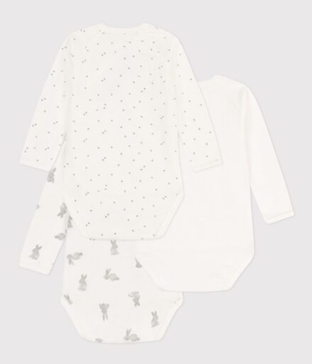 Rompers Overslag LM Rabbit 3M Set 3 Petit Bateau