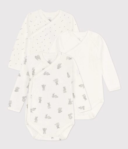 Rompers Overslag LM Rabbit 3M Set 3 Petit Bateau
