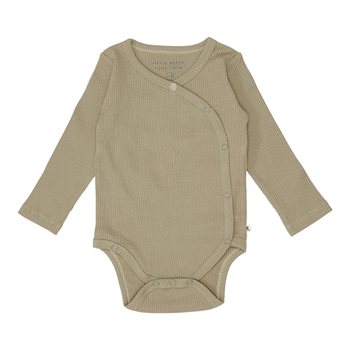 Romper Overslag Rib Olive Lange Mouw Maat 62/68 Little Dutch
