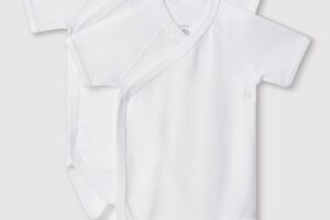 Rompers Overslag KM Wit 6M Petit Bateau