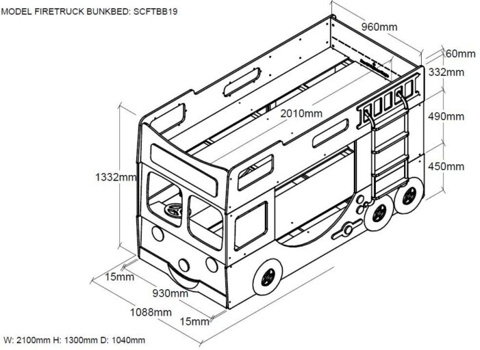 BRANDWEERAUTO STAPELBED 90 X 200 VIPACK